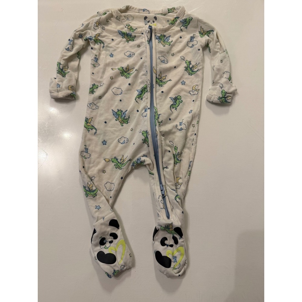 Bellabu Bear Dragon Panda Bamboo Viscose Footie Sleeper 0-3 Months Zip